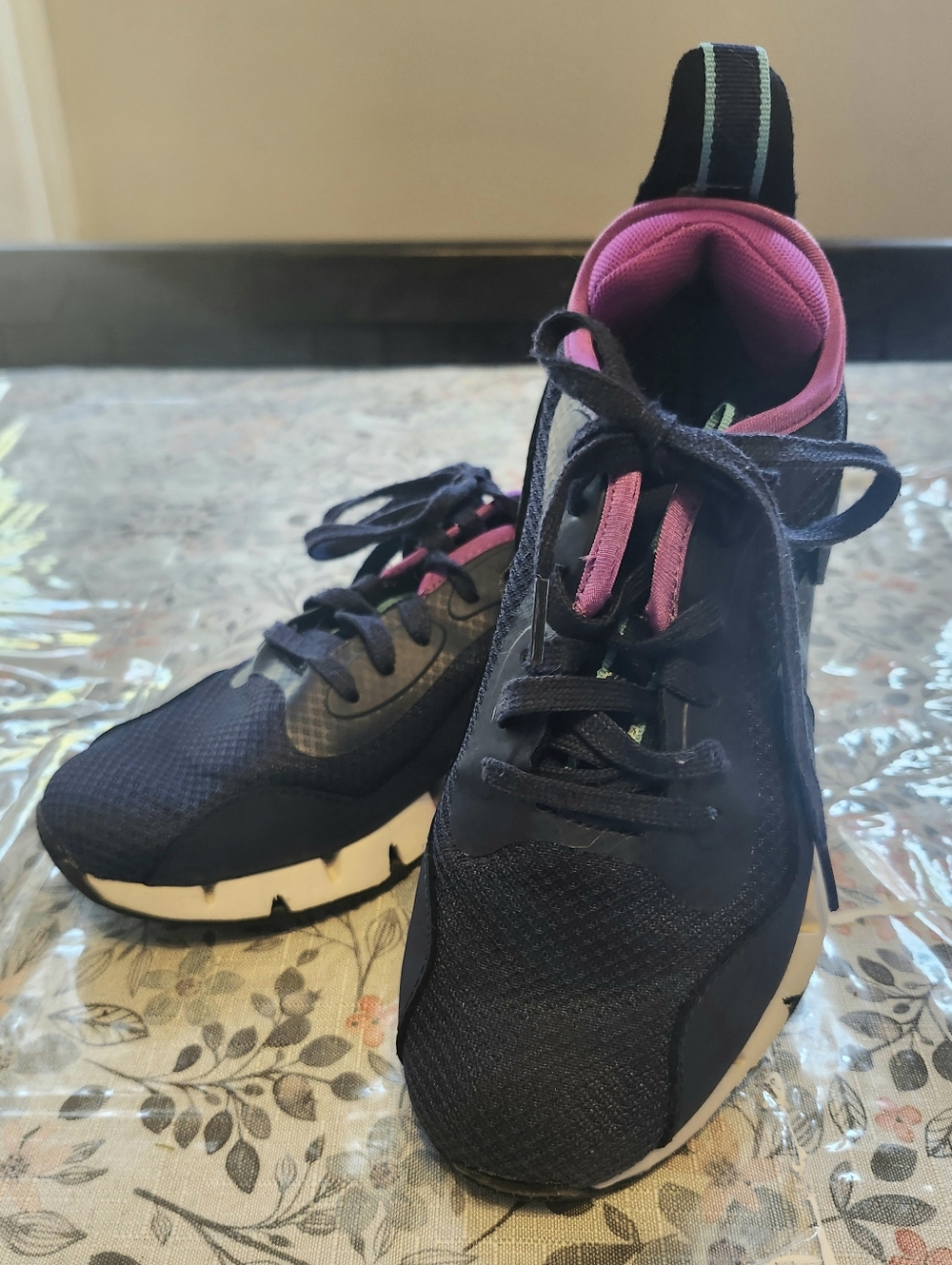 Reebok Women's Navy And Purple Athletic Sneakers With Turquois Accents